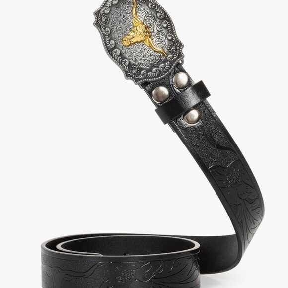 Western Cowboy Leather Belt - Picture 6 of 7